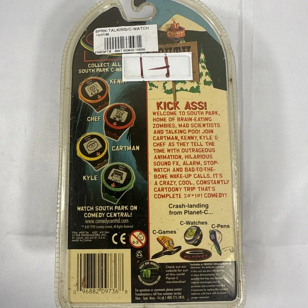 Brand New Vintage Cartman South Park Animated Watch Comedy Central‎ 1998 Watches